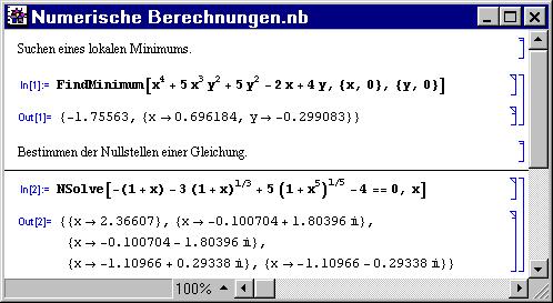 Beispiel numerische Berechnungen