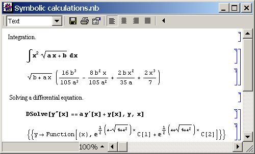 Example Symbolic Calculations